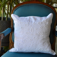 Hand Embroidered Linen Cushion Cover Vintage Floral