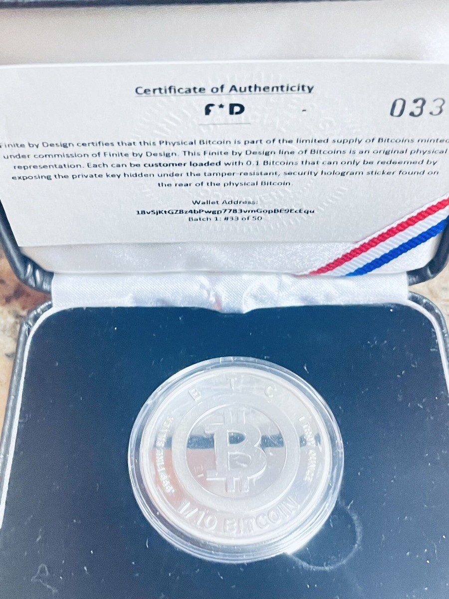 2014 Finite Physical Cryptocurrency 1 oz Solid Silver Coin RARE #’d 33/50  w/COA