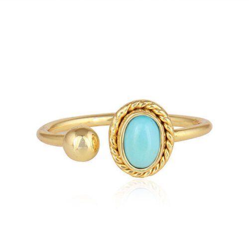 Arizona Turquoise Gemstone 925 Silver Gold Plated Designer Attractive Rings - Picture 1 of 3