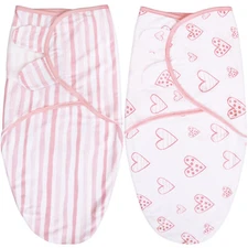 Baby Swaddle Blankets Cotton Newborn Swaddle Adjustable Swaddle Blanket 2 Pack