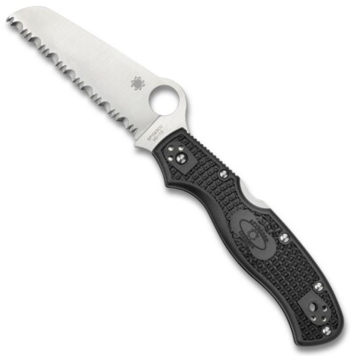 Spyderco Rescue 3 Serrated Sheepsfoot Black FRN Folding Knife, VG-10, C14SBK3