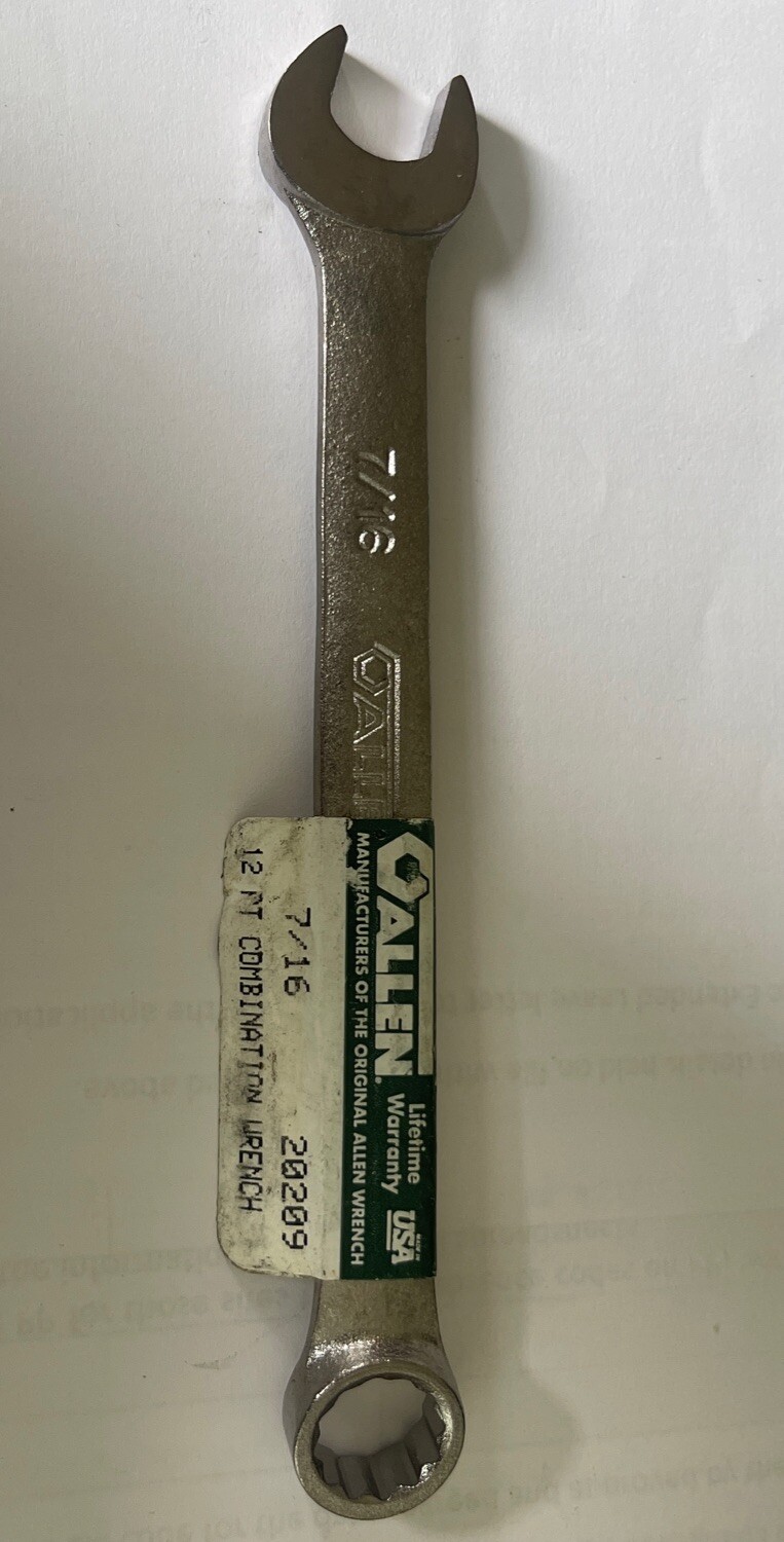 ALLEN TOOLS USA COMBINATION WRENCH/SPANNER, 7/16, 20209. Lifetime Warranty