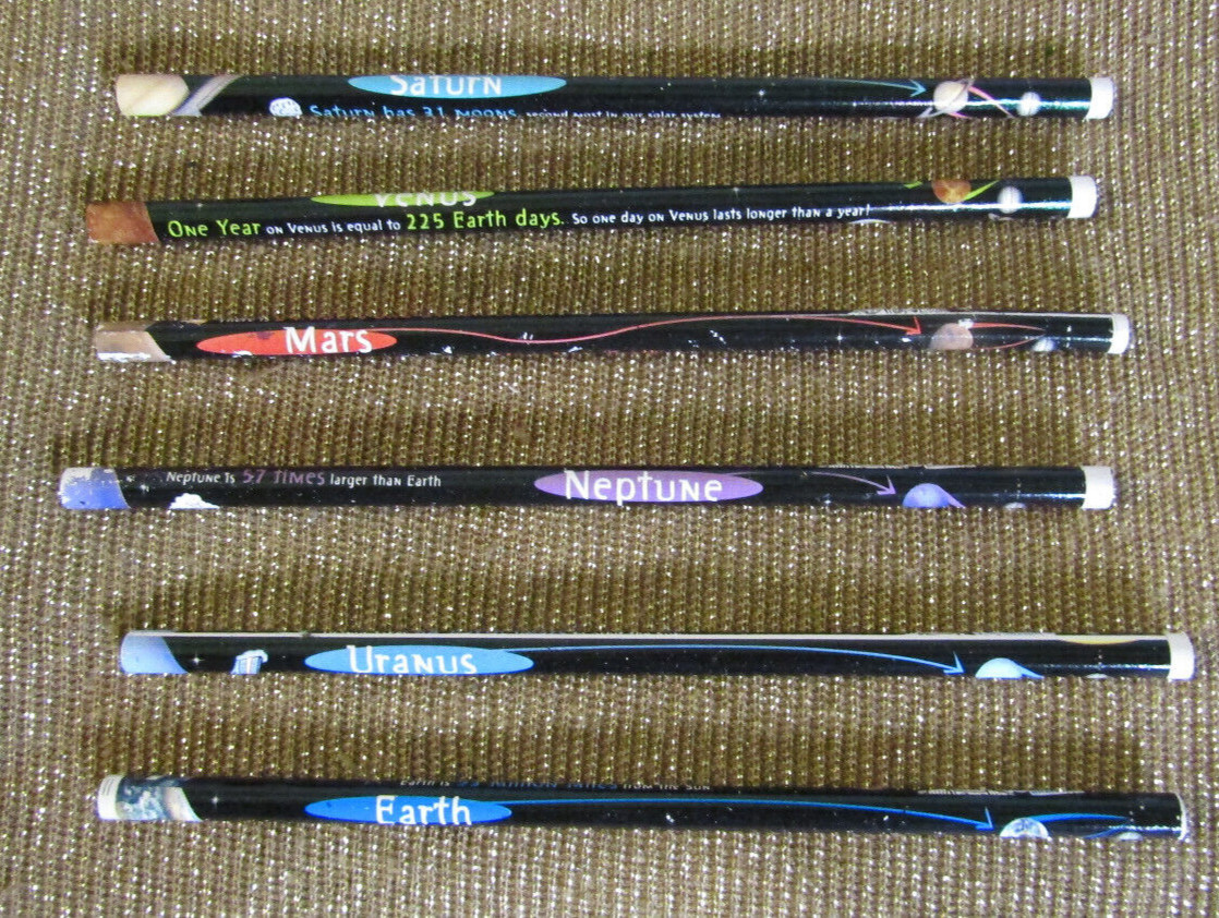 400 ?? Vintg FOOHY Planets Pencils ,WITH Facts About Each Planet Printed On Them