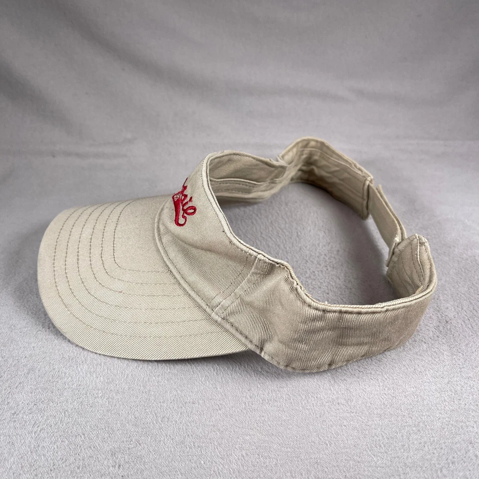 Fossil Visor Hat Mens One Size Beige Strapback Sun Cap Embroidered Brand Script - Image 2 of 4