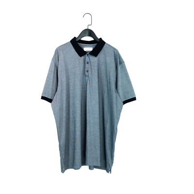 Emidio Tucci El Corte Ingles Navy Pinstripe Short Sleeve Polo Top - Size 2XL