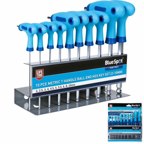 BlueSpot 10pc Long Metric Ball Point Hex Allen Key Set 2mm - 10mm T ...