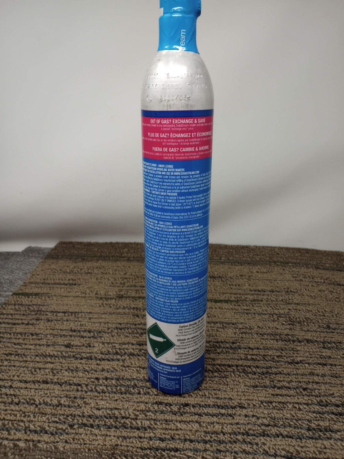 SodaStream Empty Spare Carbonator 60L CO2 Cylinder Replacement Canister