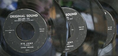 3 RECORDS 45 SANDY NELSON BIG JUMP TEEN BEAT 3 SAME ''GIVE ONE TO A FRIEND'' 