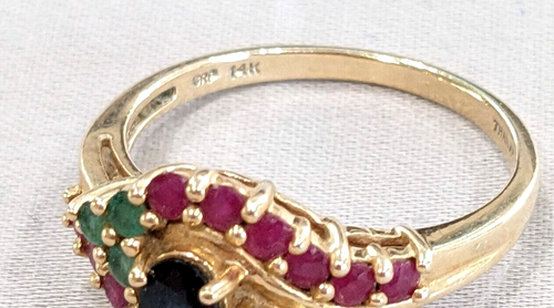GORGEOUS 14K CRP Ruby Emerald Sapphire Gold Ring 4.4 Grm Sz 10 ~100s IN MY STORE - Picture 10 of 10