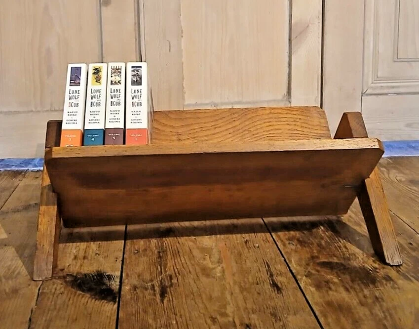 ART DECO SOLID OAK BOOK STAND TROUGH ANTIQUE VINTAGE - Image 3 of 4