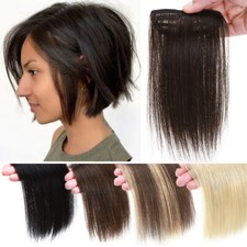Fluffy Short Clip In 100 Human Remy Hair Topper Patch Pad Mini Hairpiece Brown