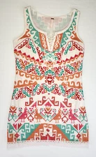 Free People Aztec mini shift dress embroidered sleeveless Sz 6