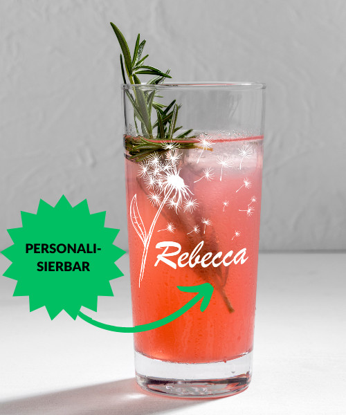 Pusteblume - Trinkglas mit Namen graviert, Glas personalisiert, Namensgravur