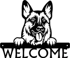 German Shepherd Detailed Dog Face Welcome Sign or Custom Name