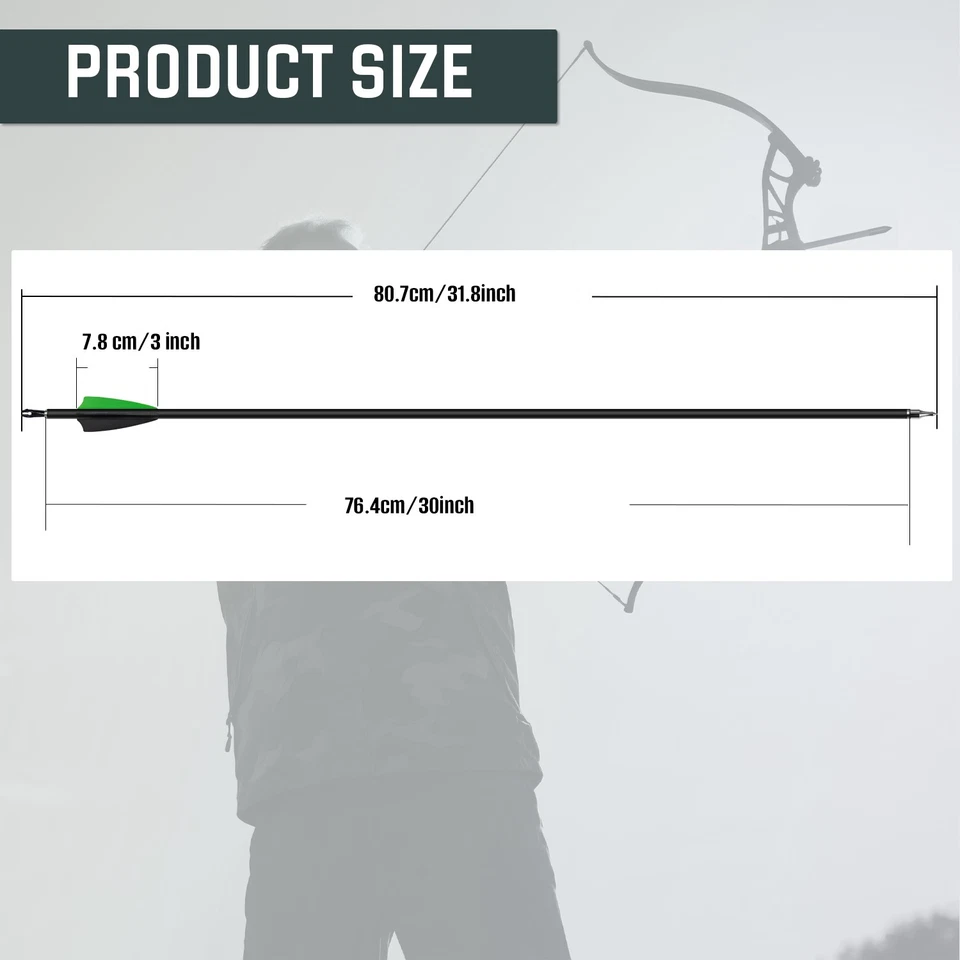 12/24×Carbon Arrows 30'' Hunting Arrows SP500 Recurve Bow Compound Bow Arrowhead - Image 4 of 4