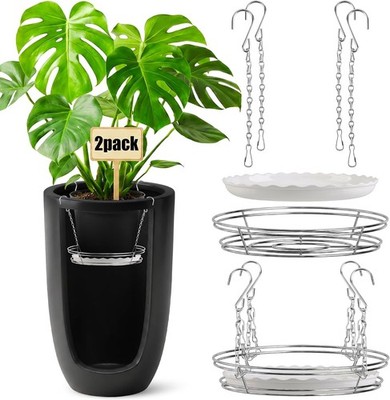 2 Sets Adjustable Planter Inserts for Large Pots Silver  Minimalist Planter