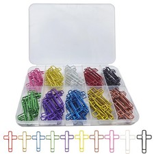 100 Pcs Colored Cross Paper Clips Assorted Colorful Coated Paperclips for Chr...