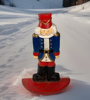 Vintage Hand Painted Cast Iron Nutcracker Doorstop 8 in.