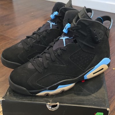 Air Jordan 6 Retro  UNC Black/University Blue    Men s Size 10 With Lace Locks