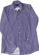 Nautica Med. 15-15.5 34/35 Purple Blue Performance Slim Fit Dress Button Shirt