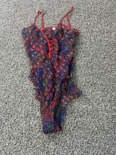 Vintage Victoria  s Secret Gold Label Teddy Bodysuit Women  s Size Small Red