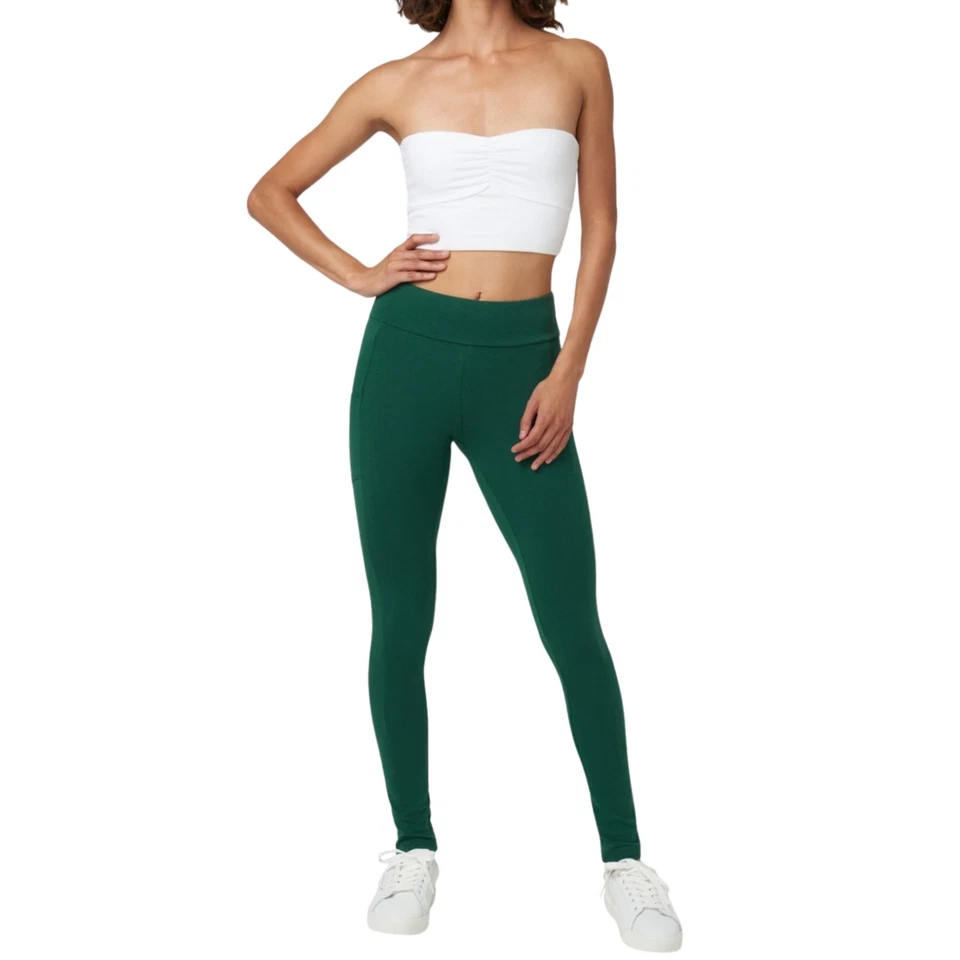 Leggings HUE para mujer de tiro medio Tech con bolsillo talla XL X-grande verde pino Foto 4 de 4