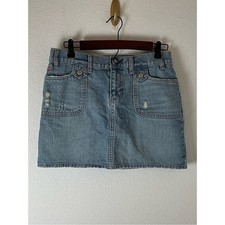 VTG Old Navy Light Blue Denim low waist Mini Skirt girlcore y2k streetwear size2