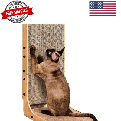 Cardboard Cat Scratcher for Indoor Cats, 26.8 Inch L Shaped Vertical Cat Scra...