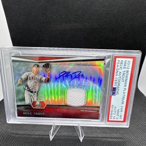 2012 Bowman Platinum Topps Mike Trout Autographed Relic AR-MT PSA 10 Angels