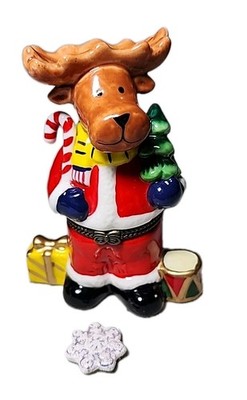 MOOSE WITH SHINY STAR INSIDE HINGED PORCELIAN TRINKET