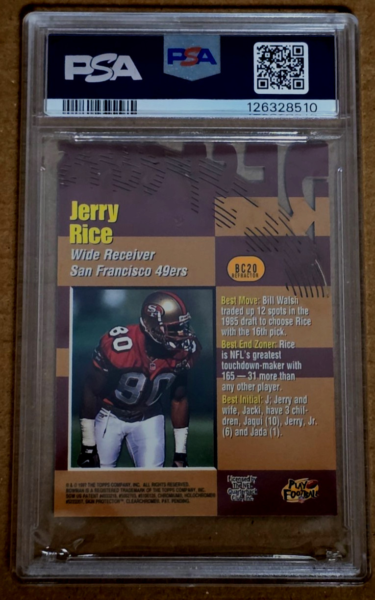 1997 Bowman's Best #BC20 Jerry Rice Cuts Refractor PSA 9 - 49ers HOF view 2