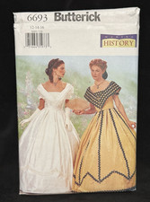 Butterick 6693 Pattern Making History Sz 12-14-16 Civil War Formal Dress UNCUT