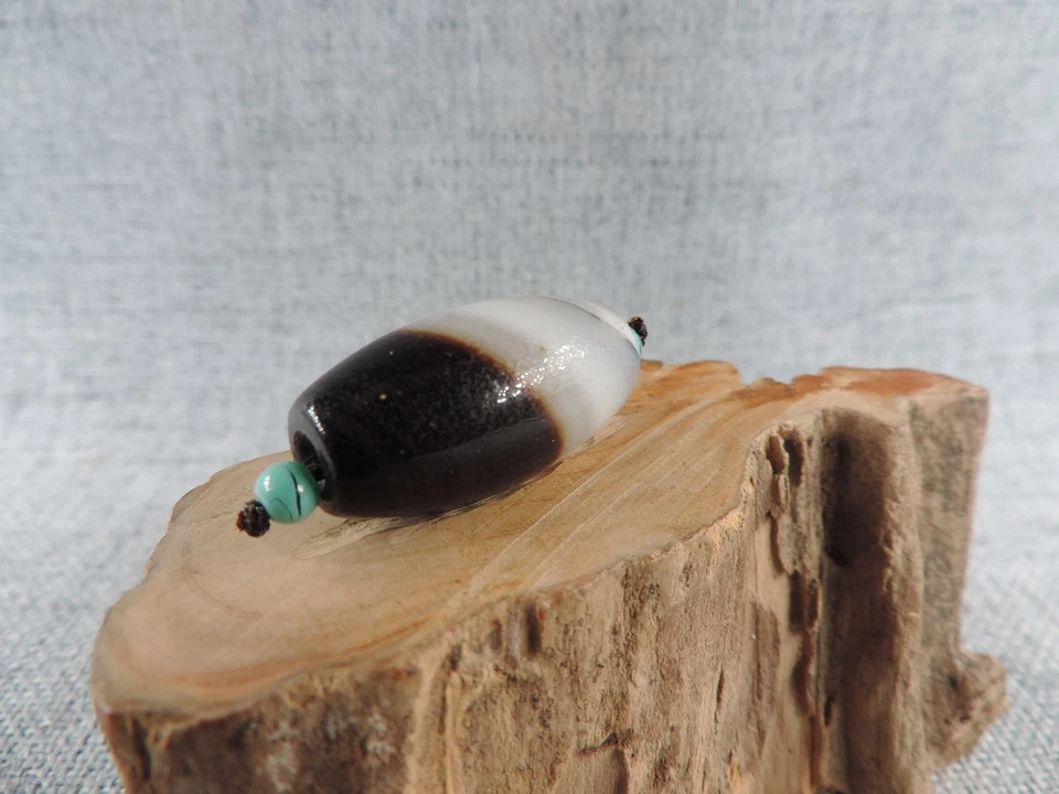 西藏能量蓝色玛瑙天珠佛眼图腾护身符 Tebit Gzi 珠 C1 — 第 3/4 张图片