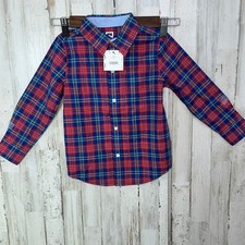 Brand New Tags Janie and Jack Plaid Shirt Sz 3T Red Blue Lightweight Preppy