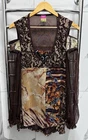 Save The Queen Mesh y2k Strappy  vintage Multicolor Blouse Longsleeve Top Sz XL