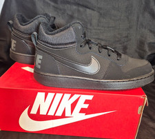 BRAND NEW Nike Court Borough Mid GS Black Mid Top Leather Sneakers US 6Y