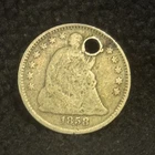 1858 United States Seated Liberty Half Dime Cent Silver Coin 5C -Hole