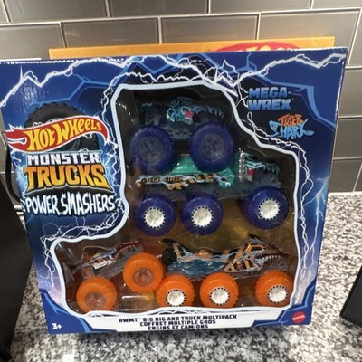 Hot Wheels Monster Trucks Power Smashers Big Rig Multipack Mega-Wrex Tiger Shark