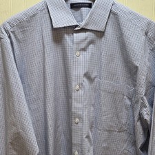 Tommy Hilfiger Dress Shirt Mens 16.5 34/35 Blue Check Regular Fit Long Sleeve