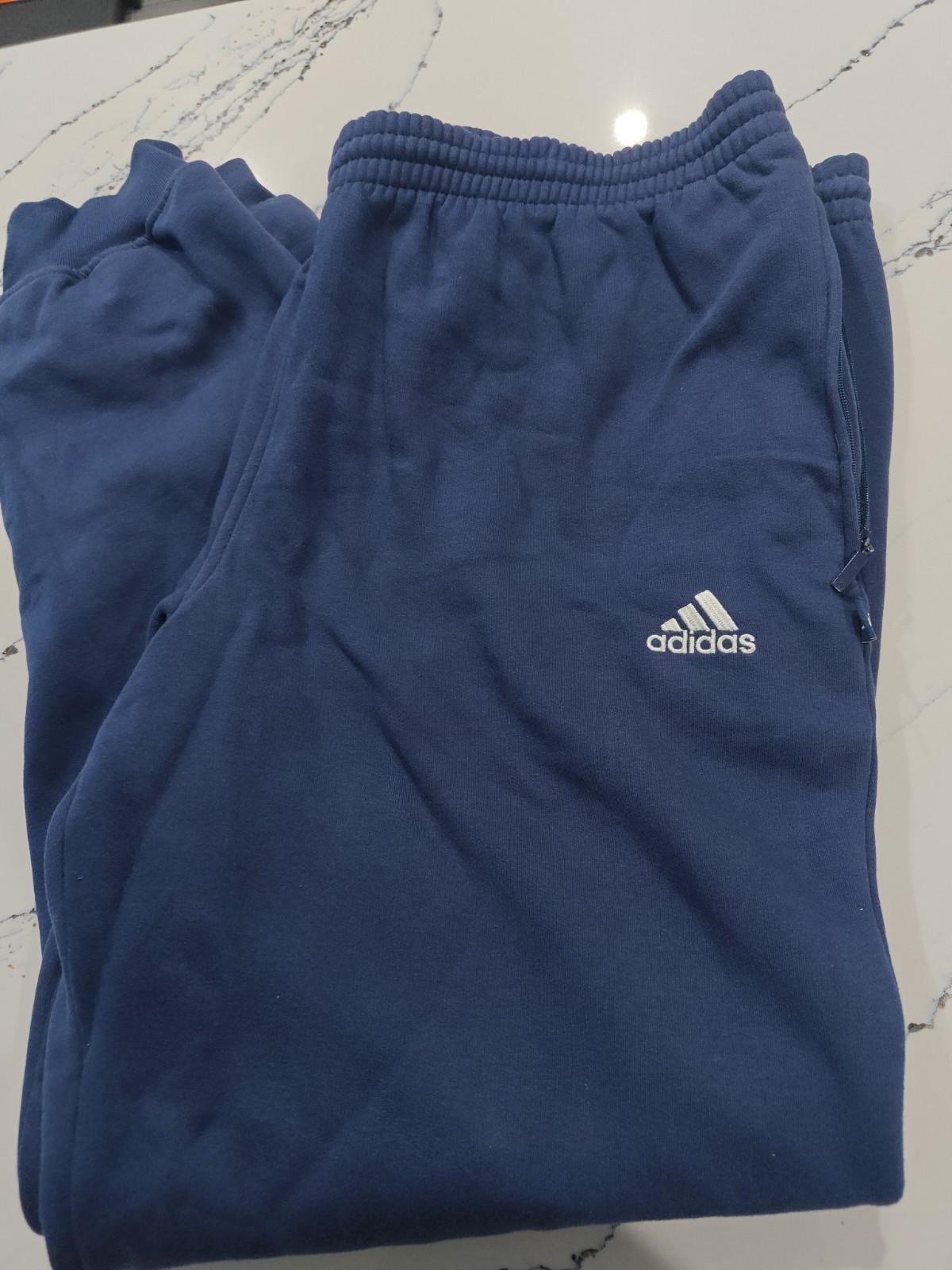 Vintage Y2K Adidas Track Sweat Pants Joggers Men's Large Blue Zipper Pocket