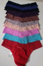 HANKY PANKY SIGNATURE LACE ORIGINAL RISE THONG SET OF 10 ASSORTED COLORS ONE SZ.