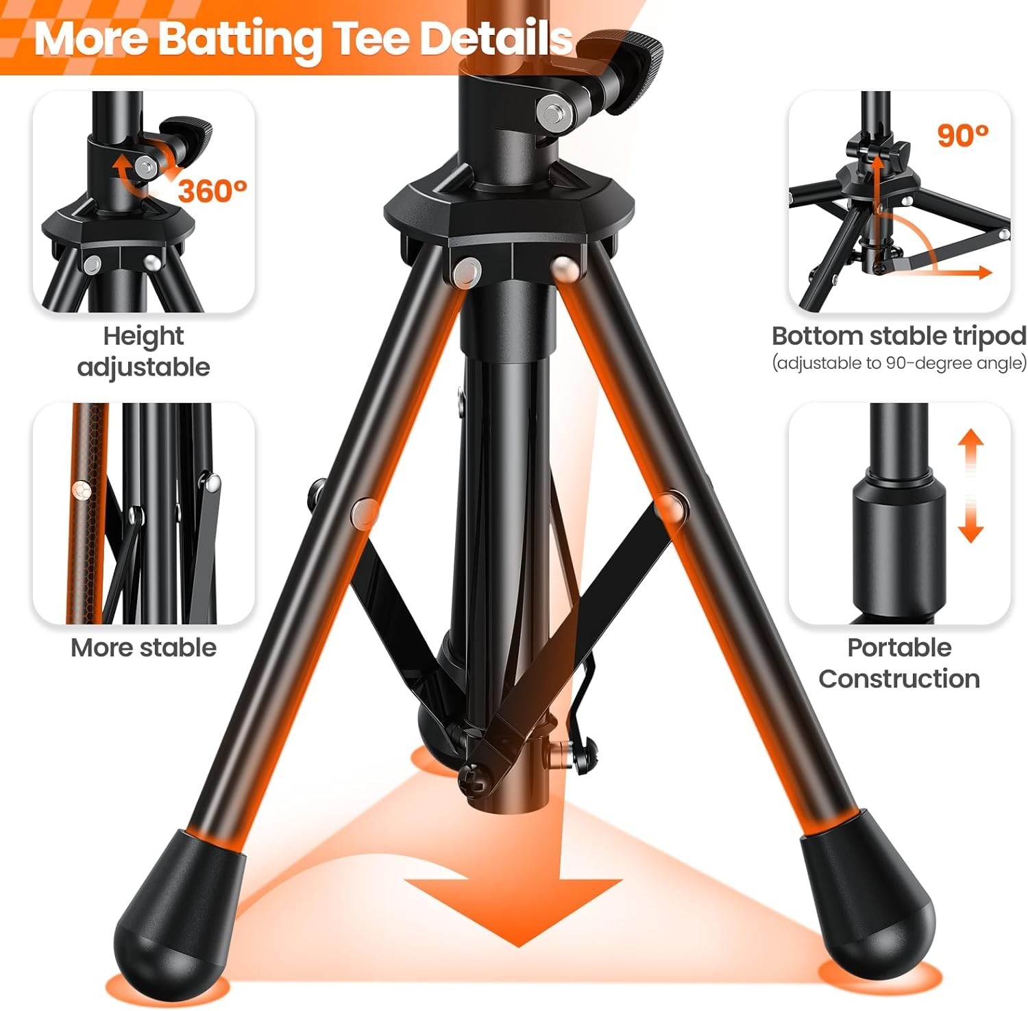 2025 New Upgrade Portable Batting Tee for Baseball/Softball,23.23 to 40.16 Inch