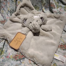 Lovey Security Blanket Plush Elephant Gray Corduroy Rattle NWT