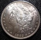 1882-O Morgan Silver Dollar - Bright White AU+