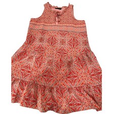 Sanctuary Womens Coral Paisley Tiered Mini Dress Ruffle Neck M