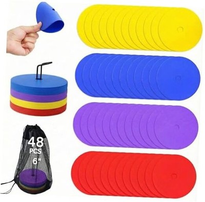 Flat Cones, 48 Pcs 6 Inch Spot Markers, Flat Soccer Cones for Training, Field