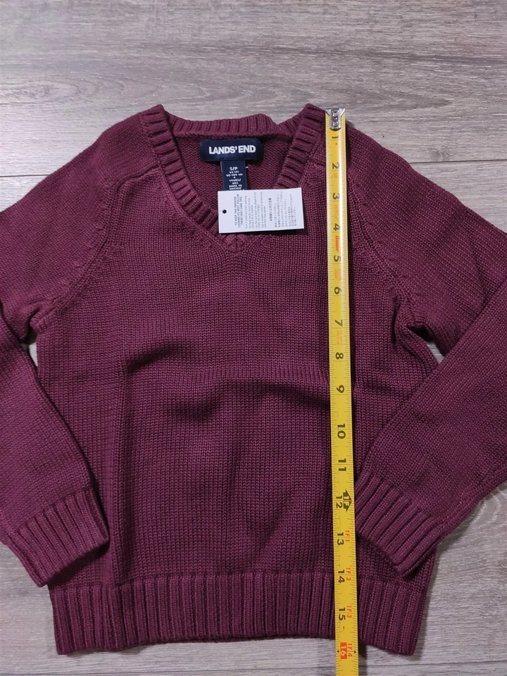 Suéter Lands End Niños Talla 4 Granate Rojo Uniforme Escuela Tejido Camisa Niños Foto 3 de 4