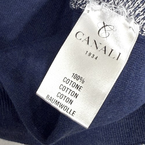 Canali Polo Shirt Mens XL 1/4 Zip Knit Short Sleeve Pullover Textured Italy 54 - Picture 6 of 13