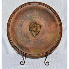 Kreiss Tuscan Italy Studio Pottery & Iron Stand Italian Plate Disc Tuscan