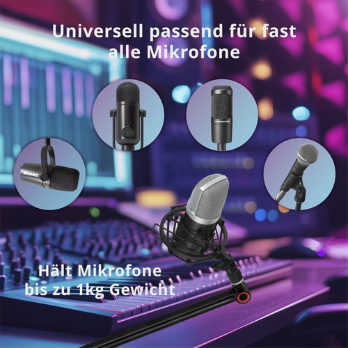 Mikrofonarm Studiomikrofon Halterung Tischklemme 72cm Schwarz Podcasting Boom - Bild 3 von 7